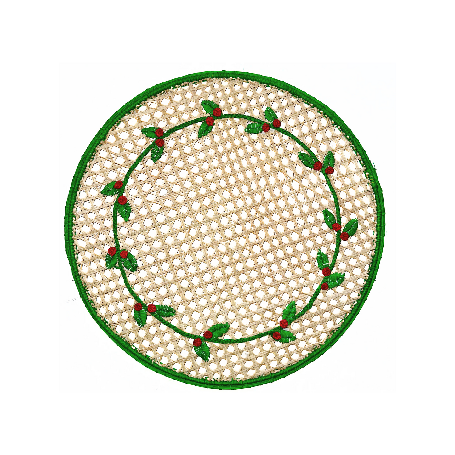 Embroidered Greenery Iraca Placemat