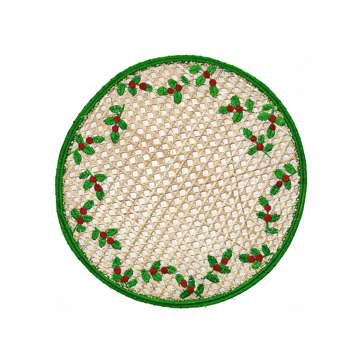 Embroidered Greenery Iraca Placemat II