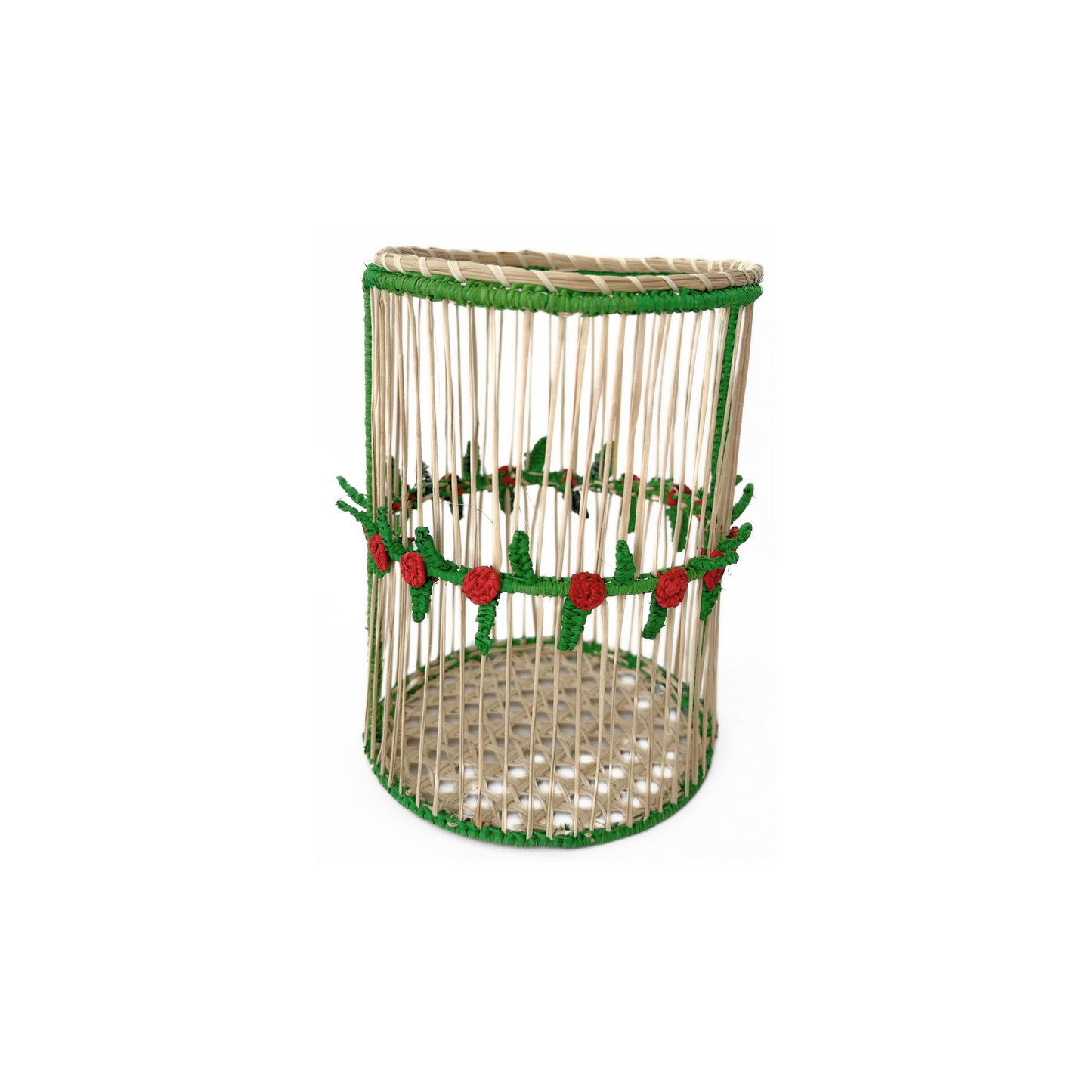 Leaves Iraca Woven Glass Vase