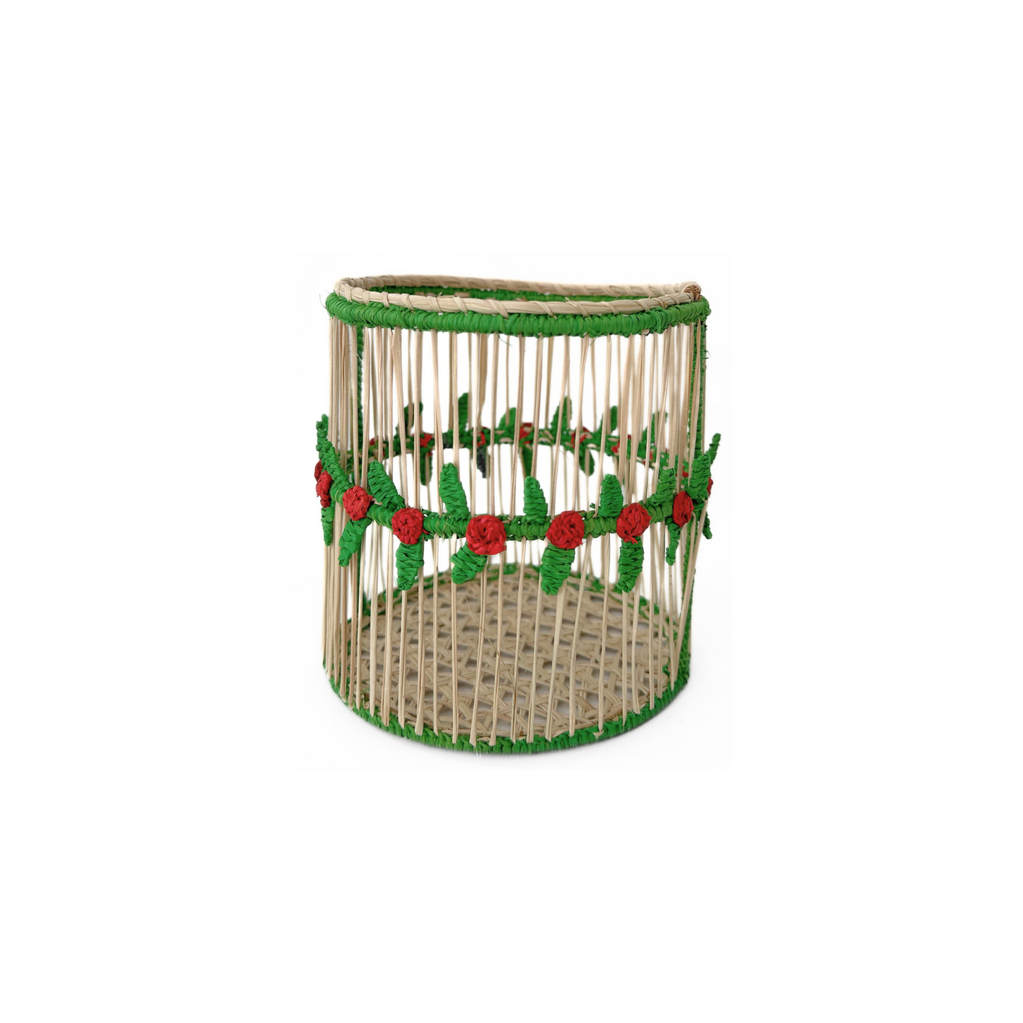 Leaves Iraca Woven Glass Vase