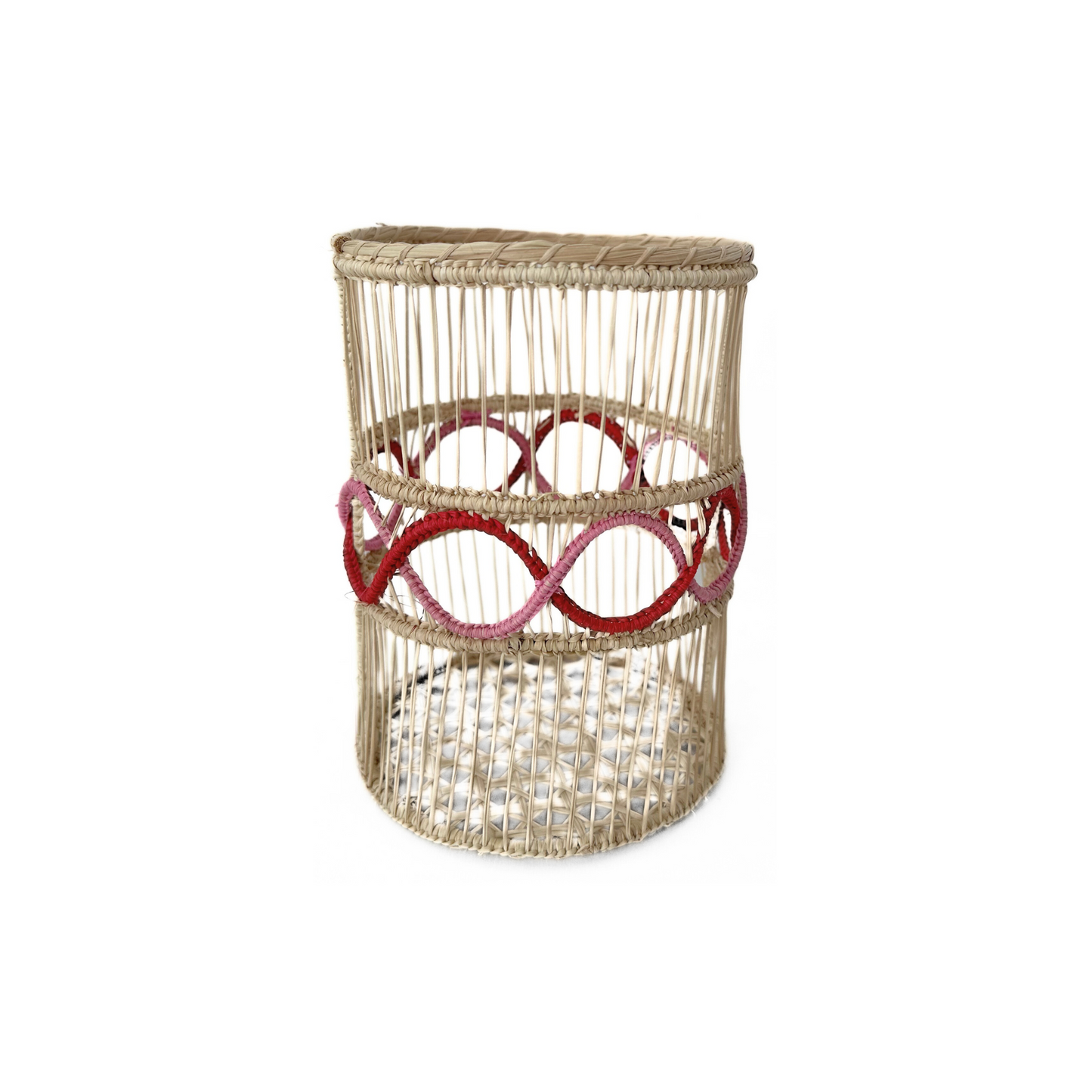 Jolly Red Iraca Woven Glass Vase