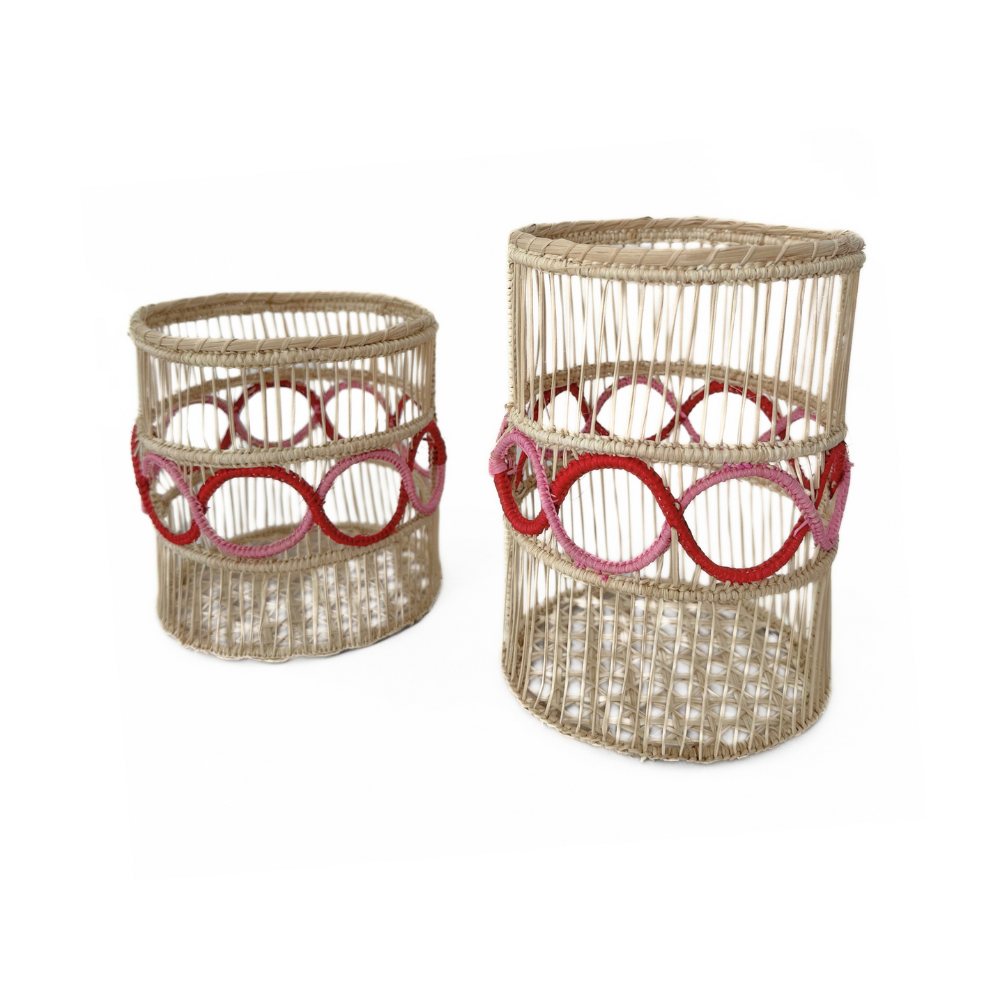 Jolly Red Iraca Woven Glass Vase