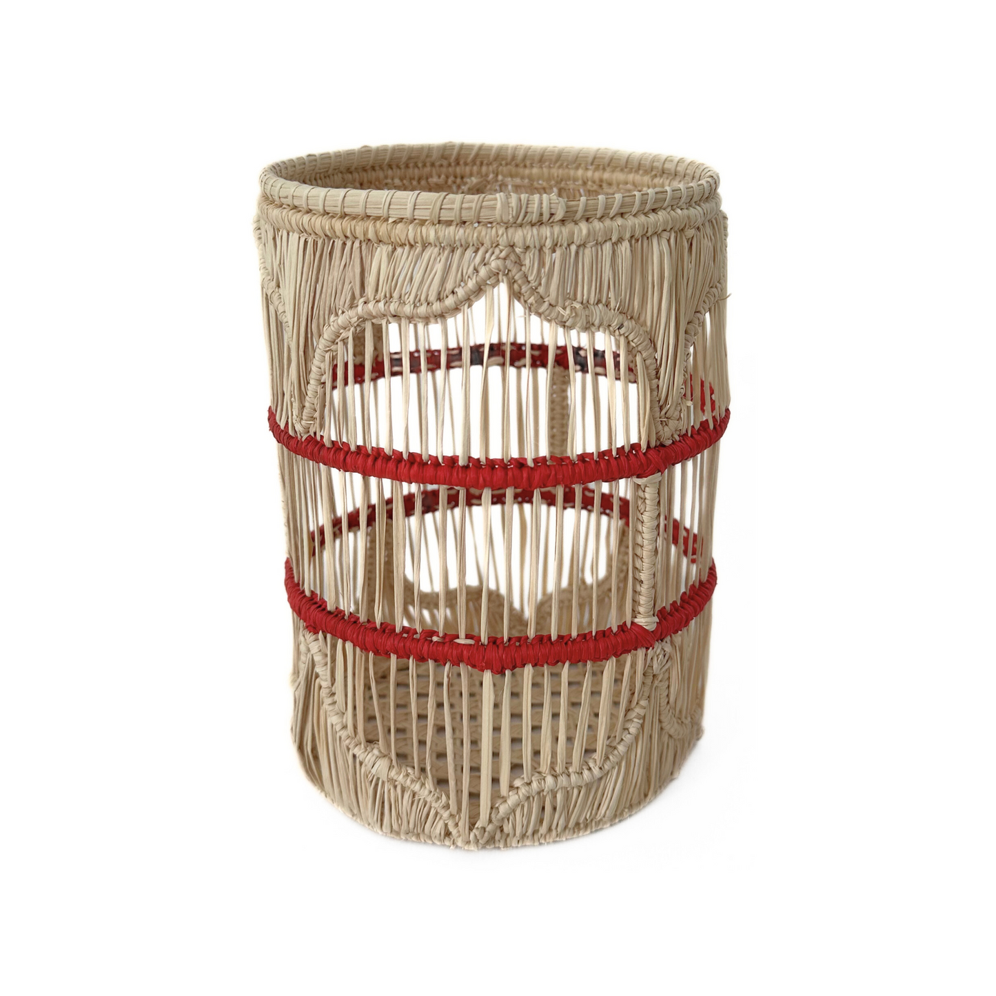 Festive Iraca Woven Glass Vase