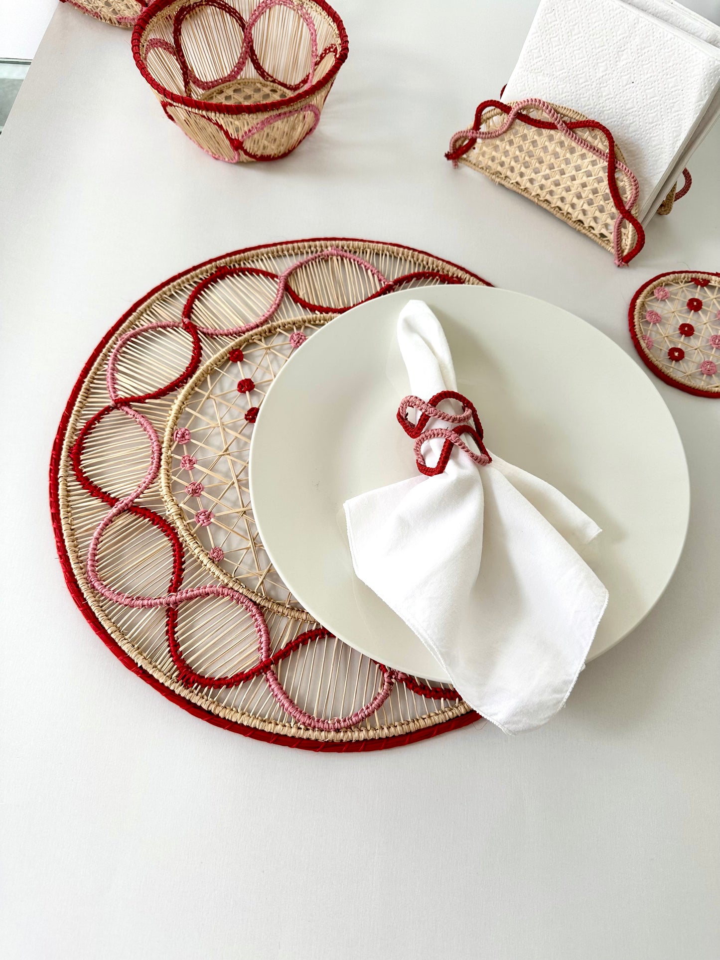 Jolly Red Iraca Napkin Holder