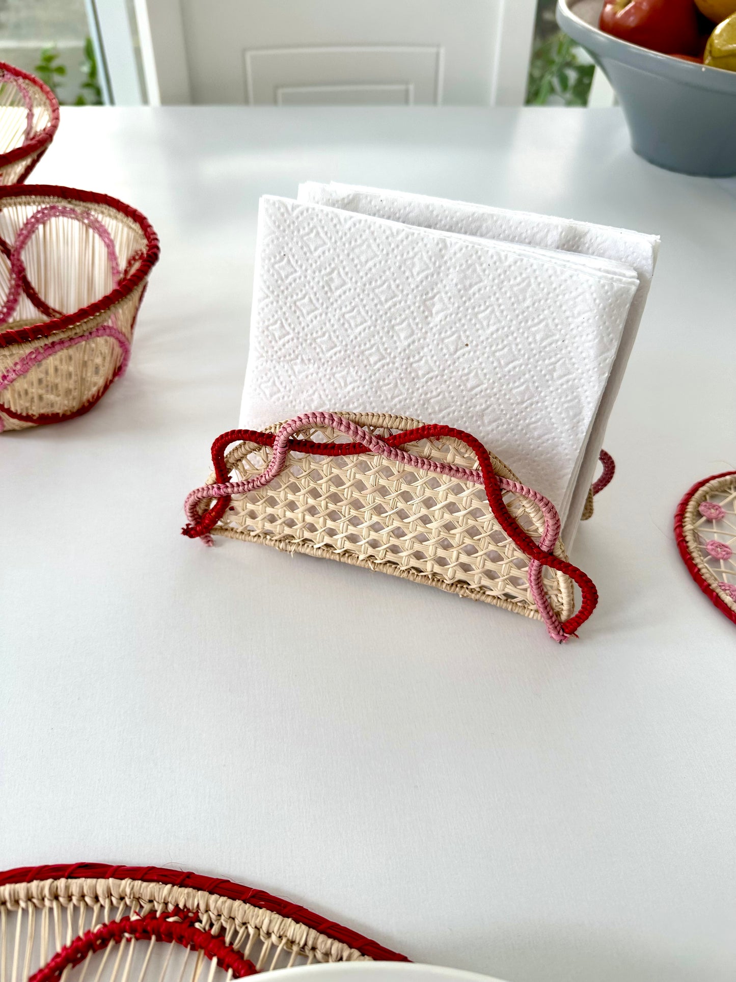 Jolly Red Iraca Napkin Holder