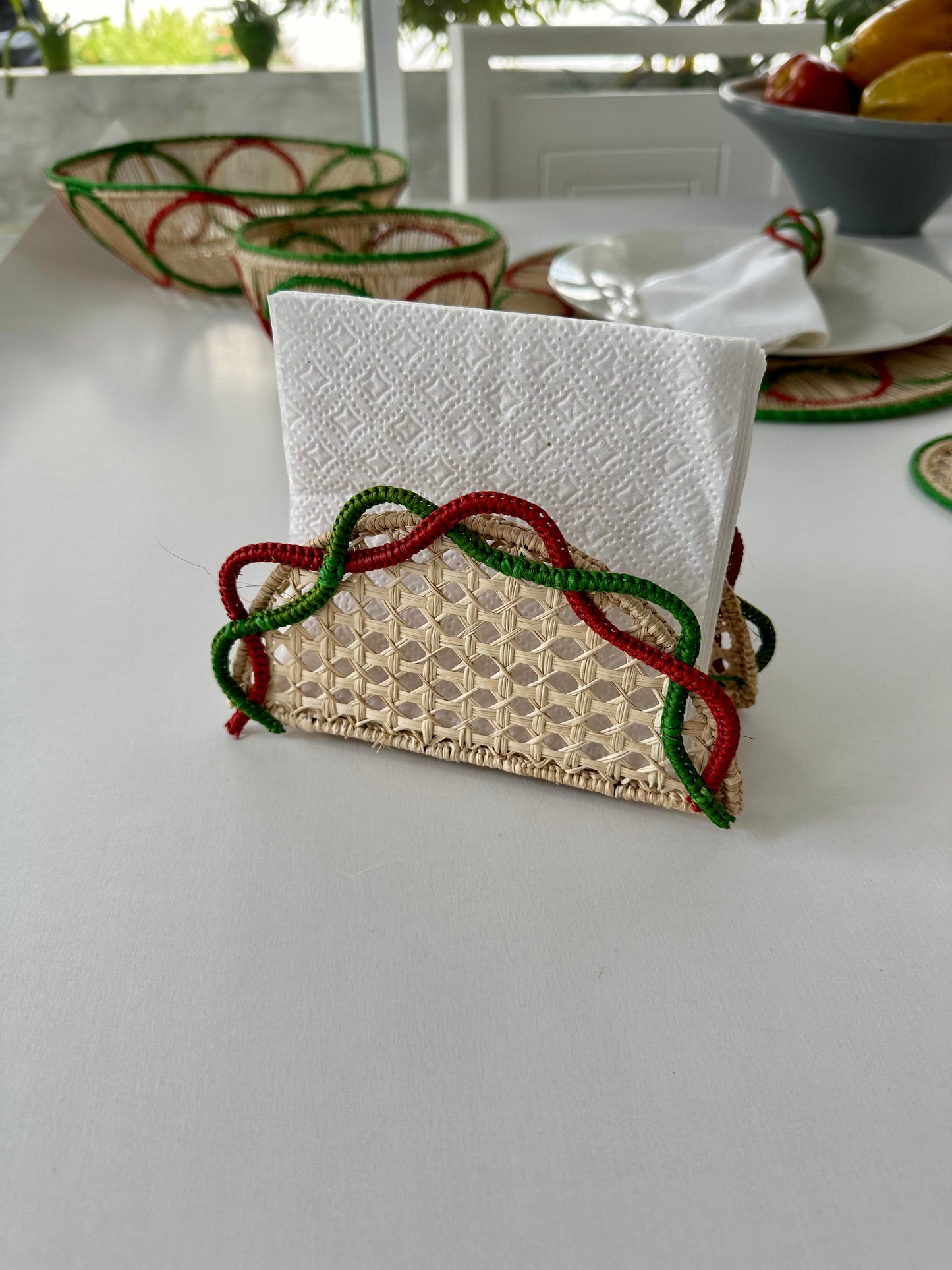 Jolly Green Iraca Napkin Holder