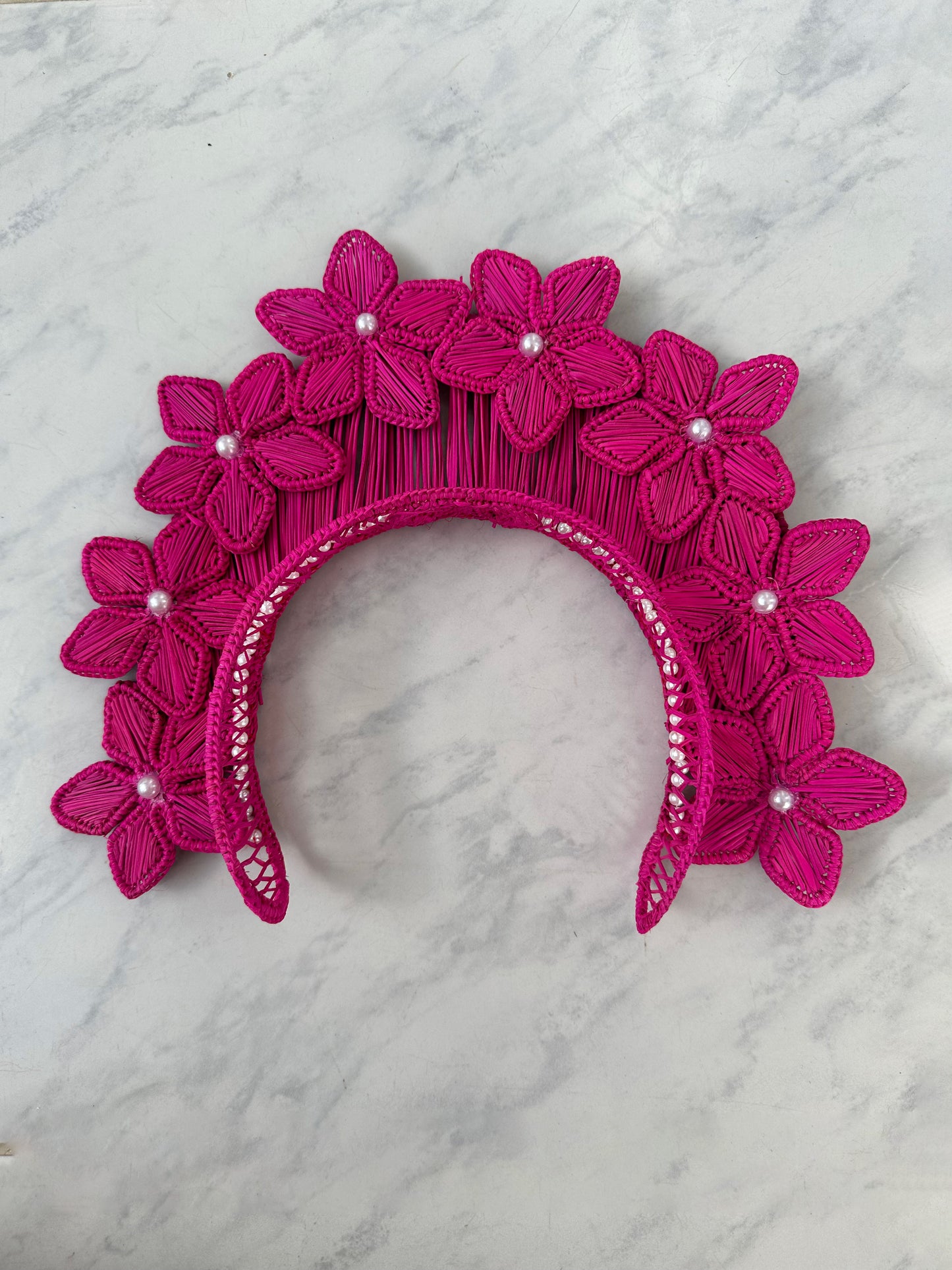 Colored Flower Iraca Headpiece
