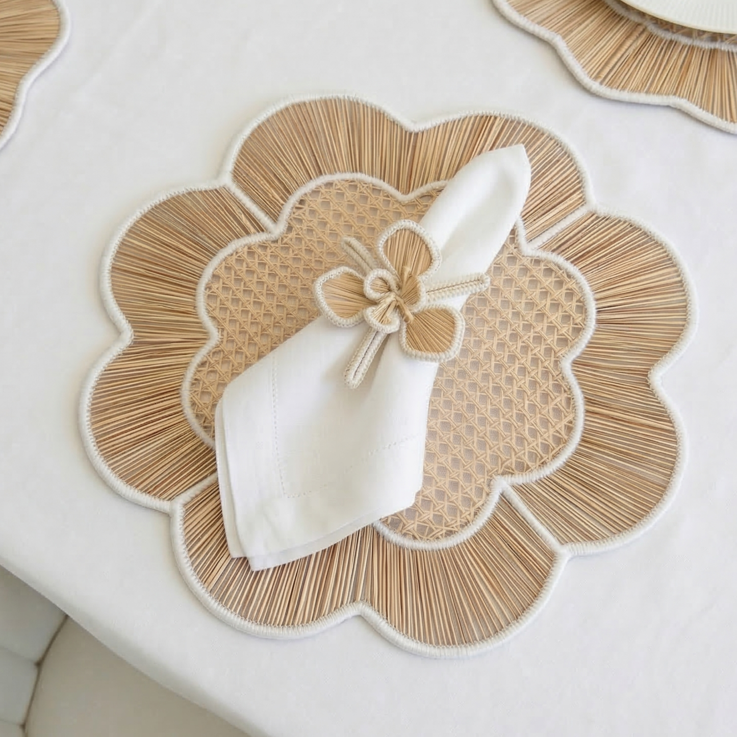 White Orchid Iraca Napkin Ring (Set of 6 or 8)