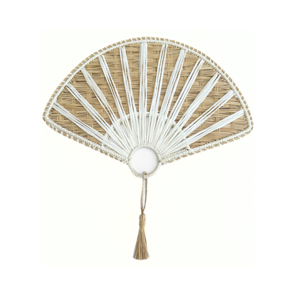White Bali Iraca Hand Fan