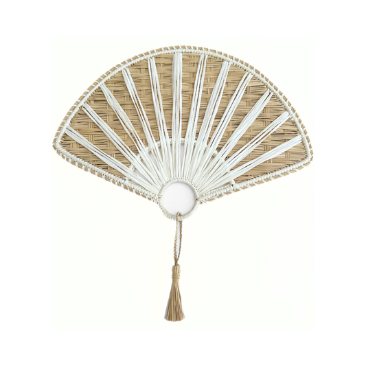 White Bali Iraca Hand Fan