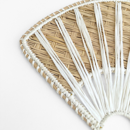 White Bali Iraca Hand Fan
