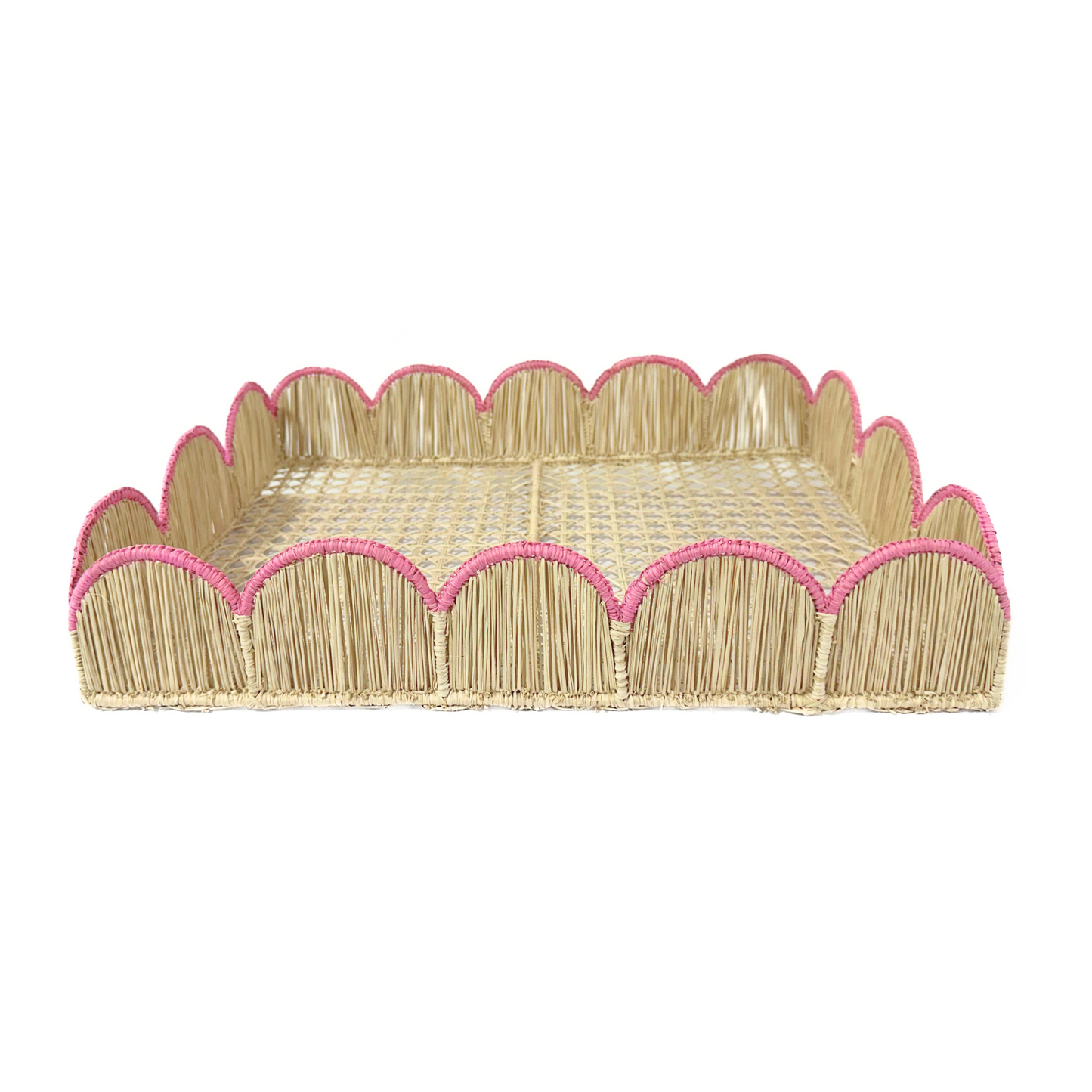 Scalloped Iraca Tray - in Colors