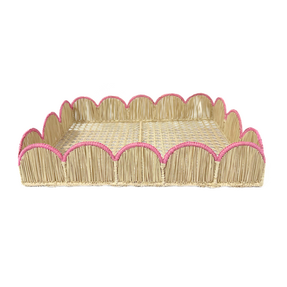 Scalloped Iraca Tray - in Colors