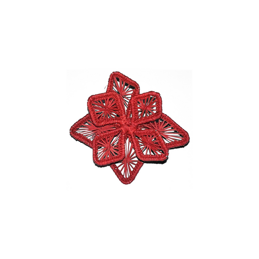 Red Flower Iraca Napkin Ring (Set of 4, 6 & 8)