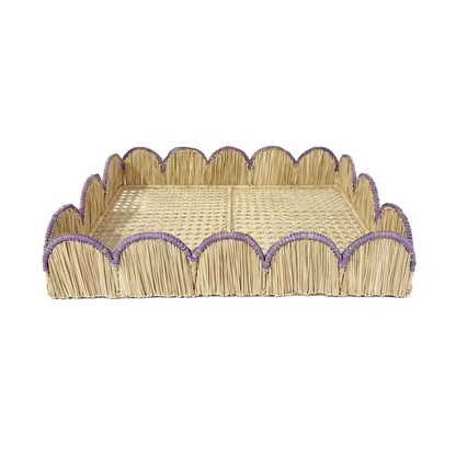 Scalloped Iraca Tray - in Colors
