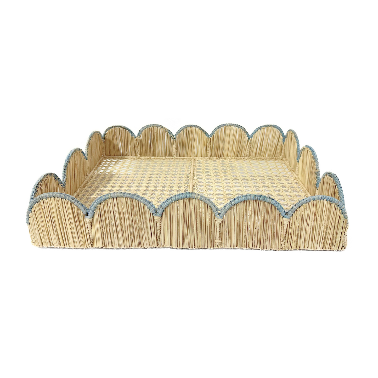 Scalloped Iraca Tray - in Colors