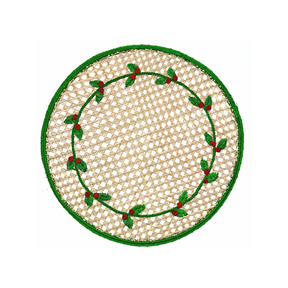 Embroidered Greenery Iraca Placemat