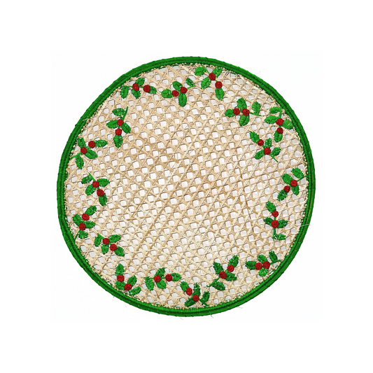 Embroidered Greenery Iraca Placemat II