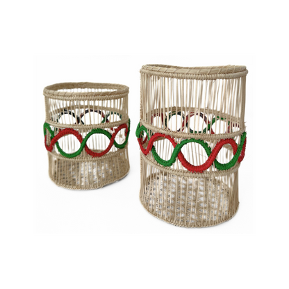 Jolly Green Iraca Woven Glass Vase