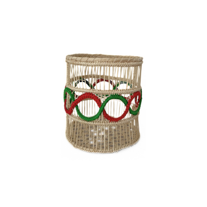 Jolly Green Iraca Woven Glass Vase