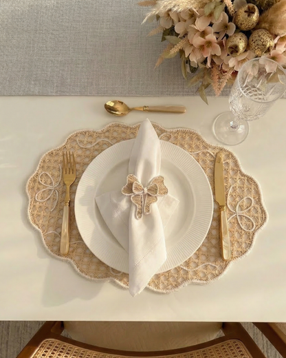 White Bow Iraca Placemat