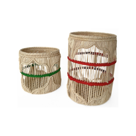 Festive Iraca Woven Glass Vase
