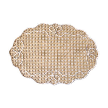 White Bow Iraca Placemat