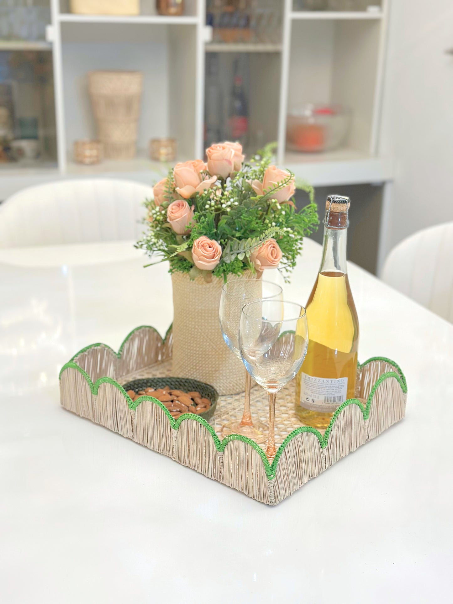 Scalloped Iraca Tray - in Colors