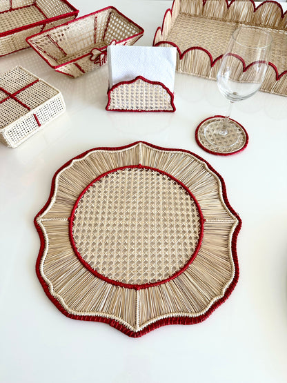 Red Iraca Bow Tray
