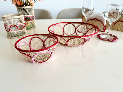 Jolly Red Iraca Woven Glass Vase