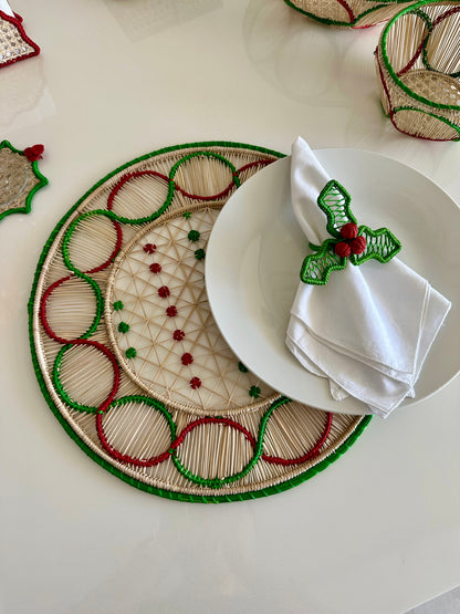 Mistletoe Iraca Napkin Ring (Set of 6 & 8)