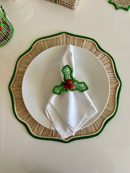 Mistletoe Iraca Napkin Ring (Set of 6 & 8)