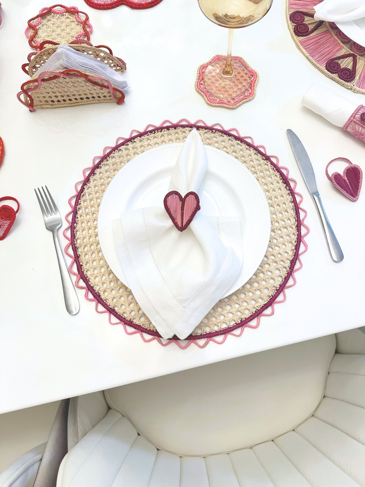 Frame Heart Iraca Napkin Ring (Set of 6 or 8)