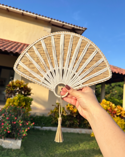 White Bali Iraca Hand Fan