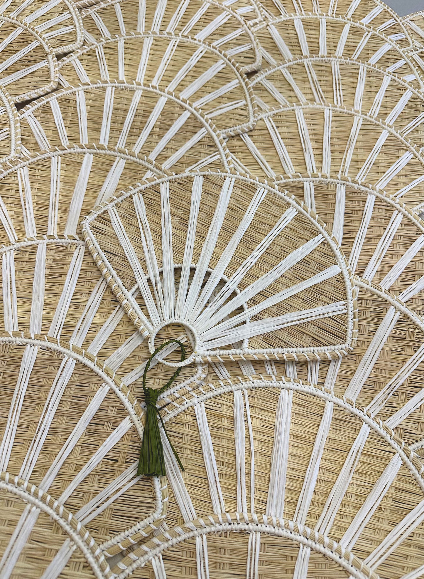 White Bali Iraca Hand Fan