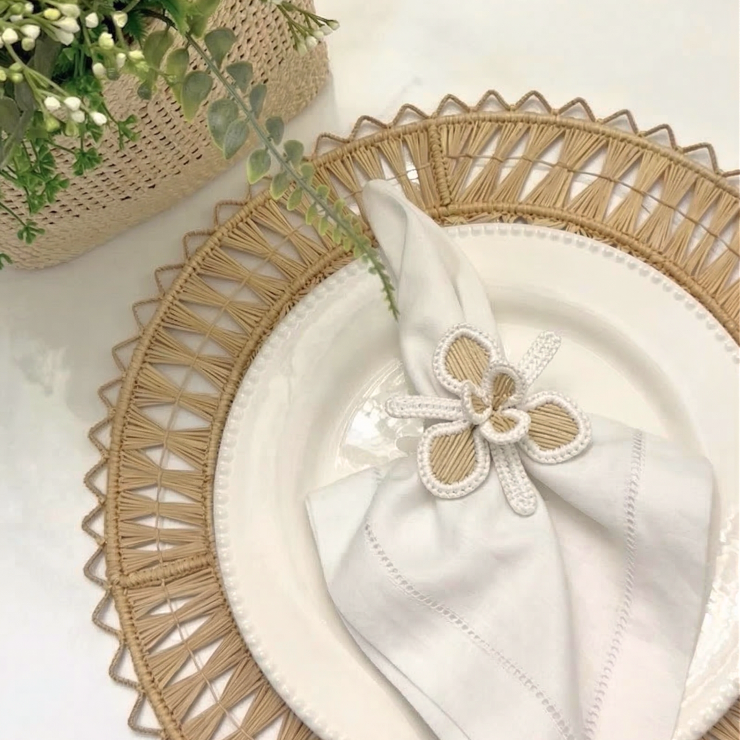 White Orchid Iraca Napkin Ring (Set of 6 or 8)