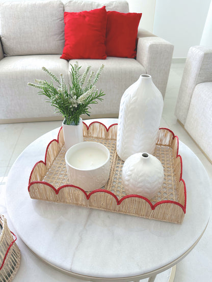 Scalloped Iraca Tray - in Colors