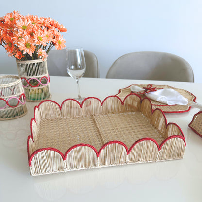 Scalloped Iraca Tray - in Colors